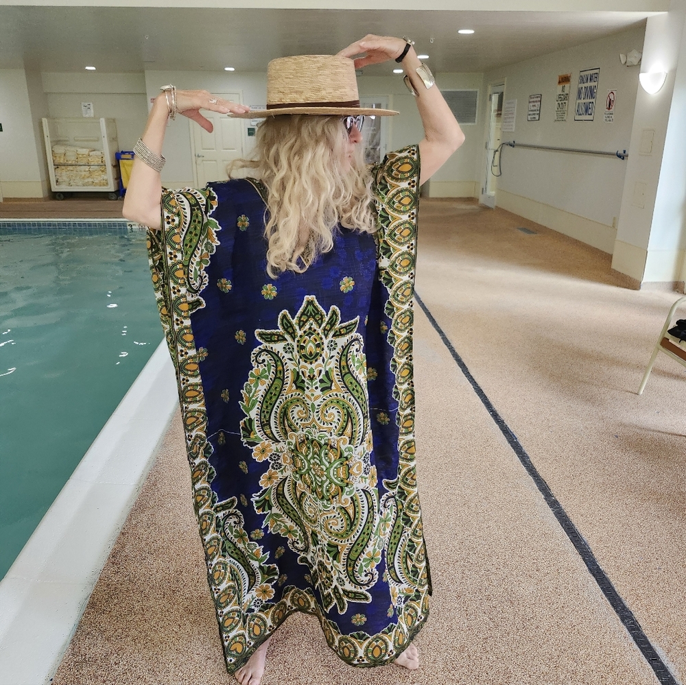 Vintage Bella Moda Elegant Pro Clean Paisley Beach Kaftan/Dress, OS, $35